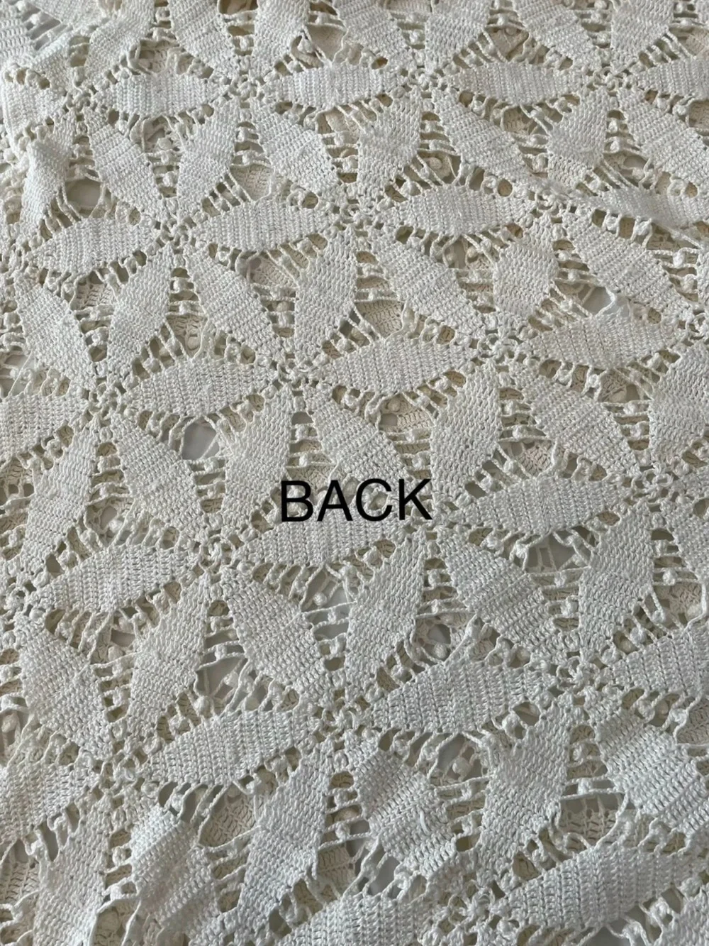 Vintage Hand Crocheted Hexagon Pattern Coverlet